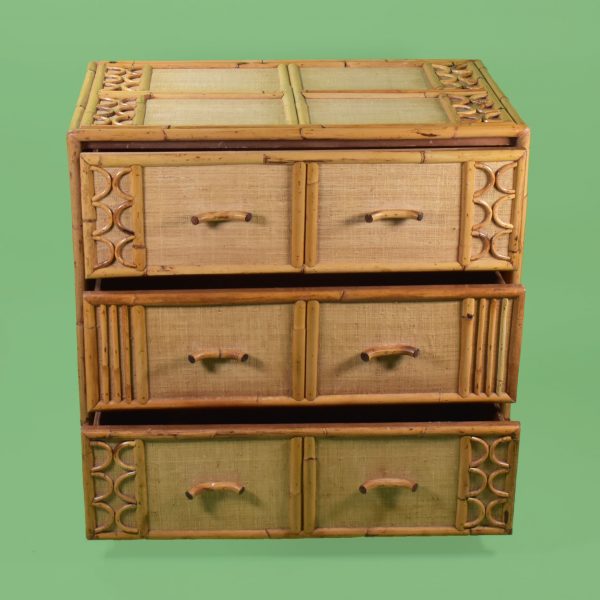 Unique Bamboo and Grasscloth Cabinet