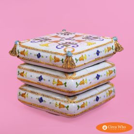 Vintage 3 Cushions Majolica Garden Seat