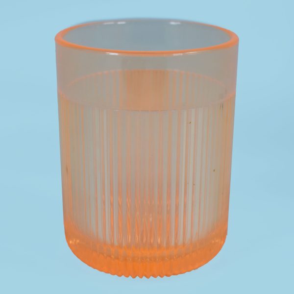Vintage 70's Orange Lucite Ice Bucket With Glasses