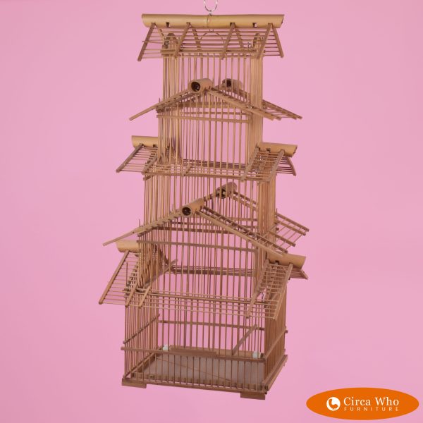 Vintage Bamboo Bird Cage