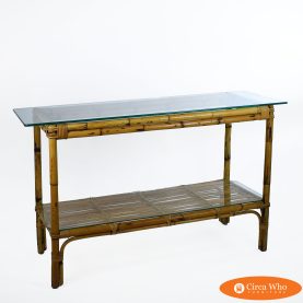 Vintage Bamboo Double Tier Console Table