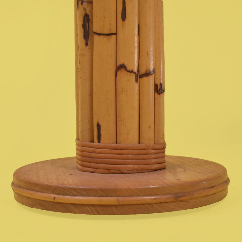 Vintage Bamboo Floor Lamp with Table Circa Who