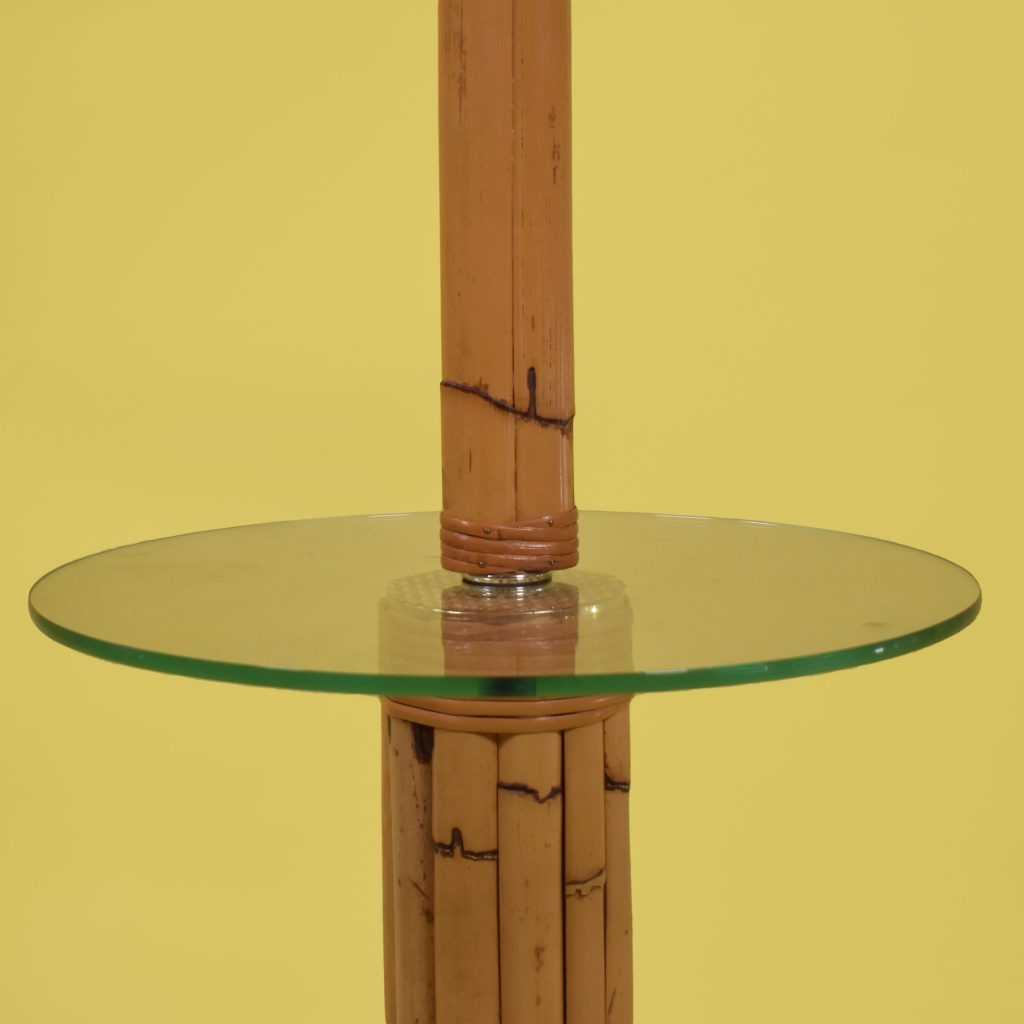 Vintage Bamboo Floor Lamp with Table Circa Who
