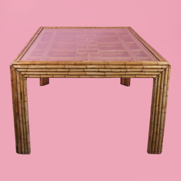 Vintage Bamboo Fretwork Dining Table