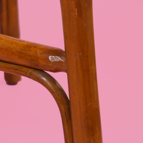 Vintage Bamboo Hand-painted Table With Chair