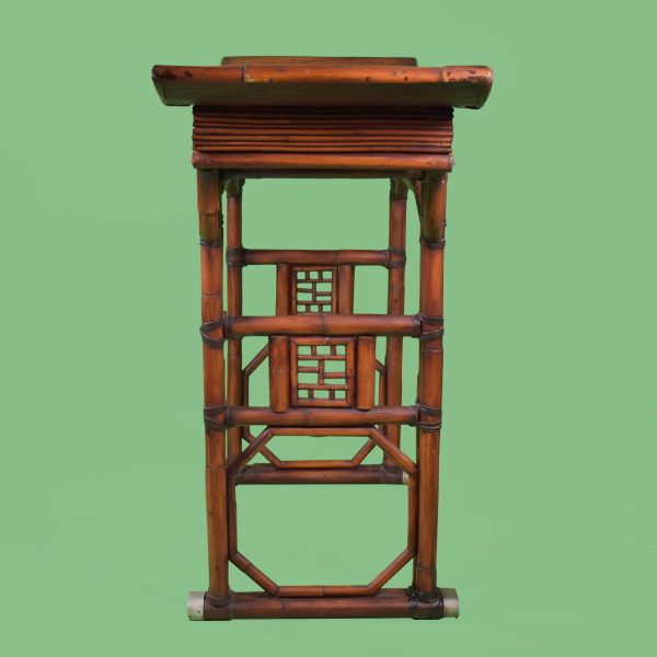 Vintage Bamboo Pagoda Console With Mirror