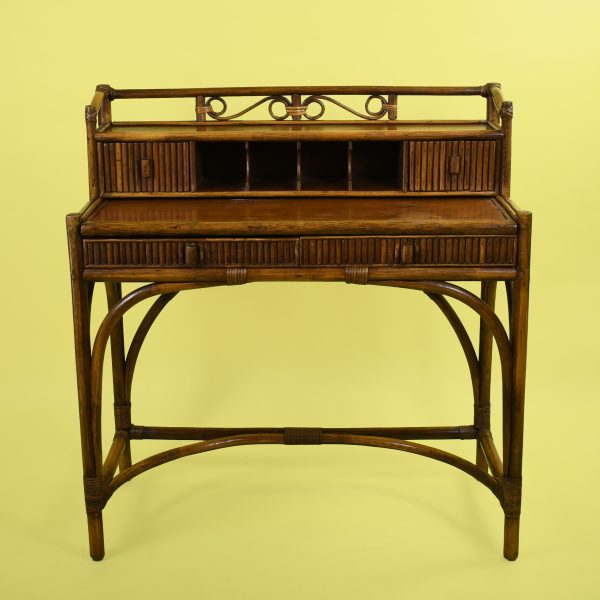 Vintage Bamboo Vanity Desk With Chair - Image 2