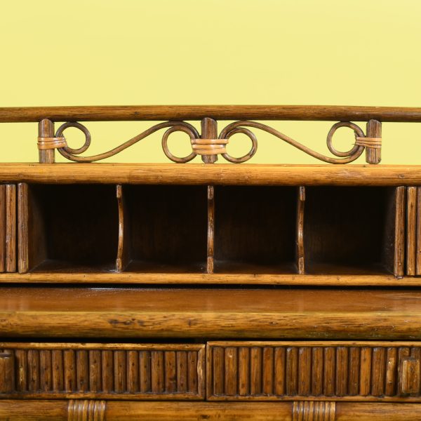 Vintage Bamboo Vanity Desk With Chair