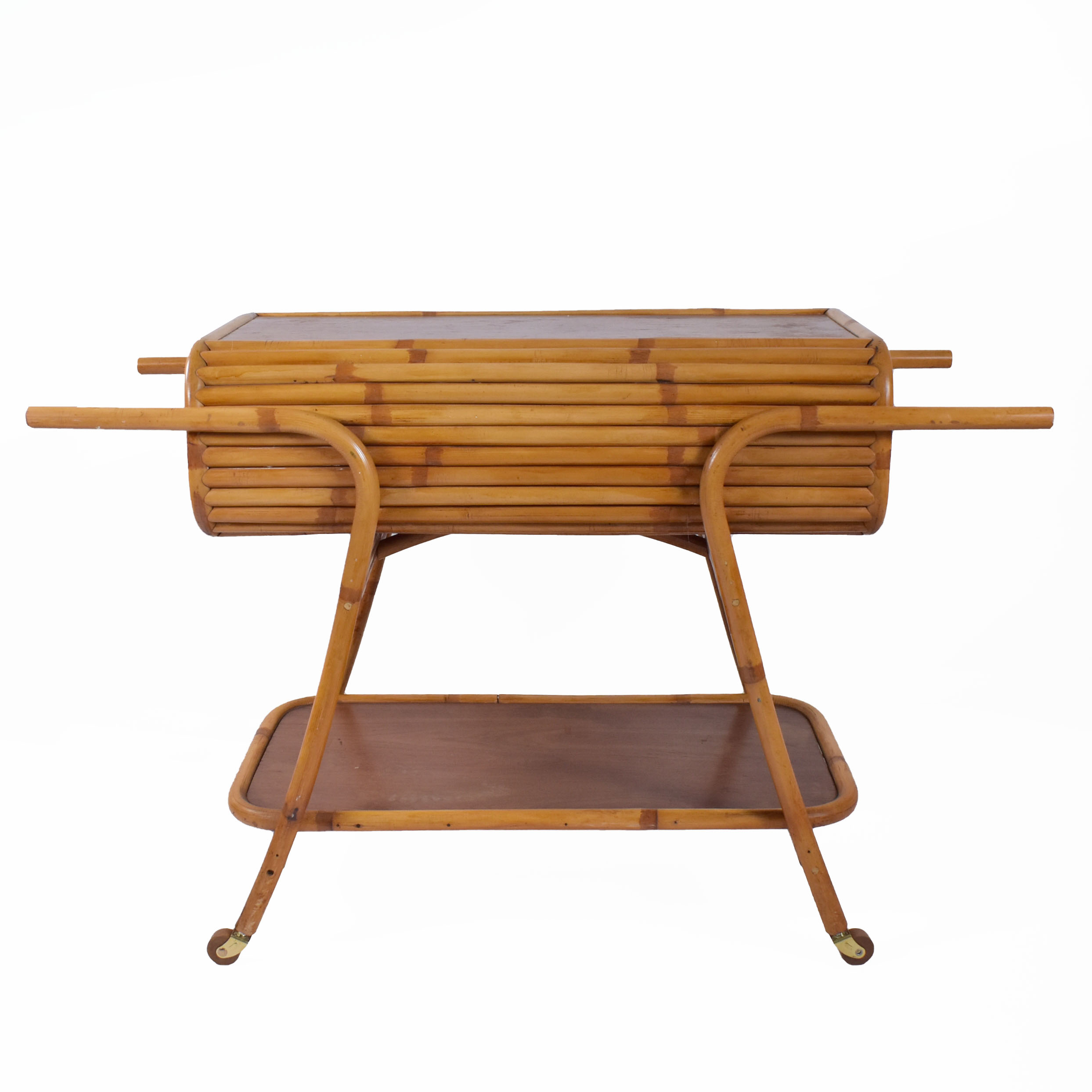 vintage wood bar cart