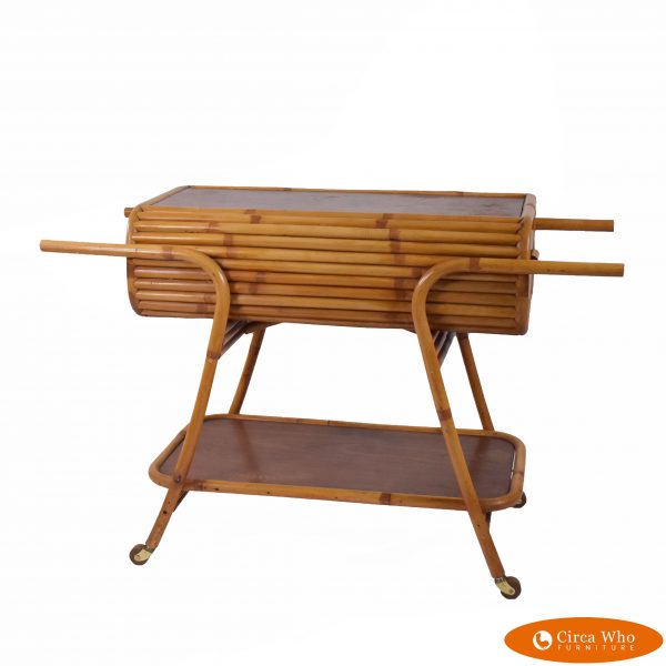 Vintage Bamboo and Rattan Bar Cart