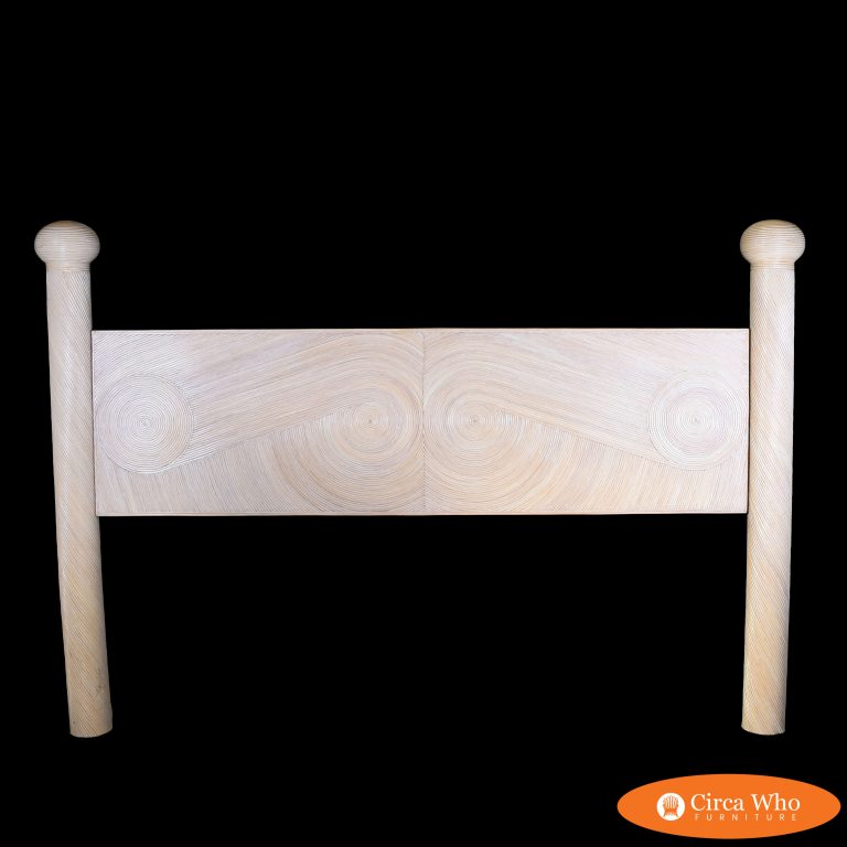 Vintage Blonde Crespi Style Pencil Reed King Headboard