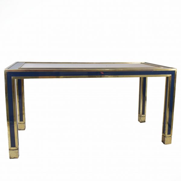 Vintage Brass and Grasscloth Display Console Table