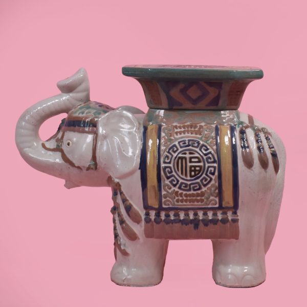 Vintage Ceramic Elephant Garden Seat