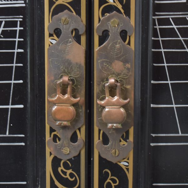 Vintage Chinoiserie Fretwork Black Cabinet