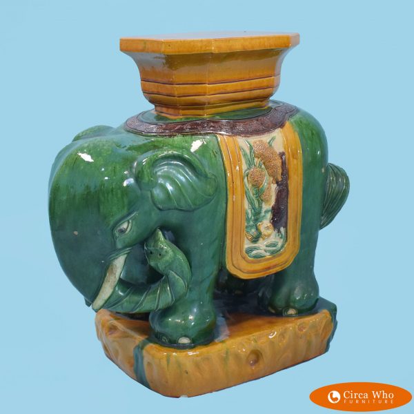 Vintage Chinoiserie Green Elephant Garden Seat