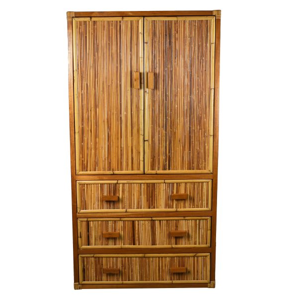 Vintage Coastal Pencil Reed Cabinet