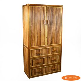 Vintage Coastal Pencil Reed Cabinet