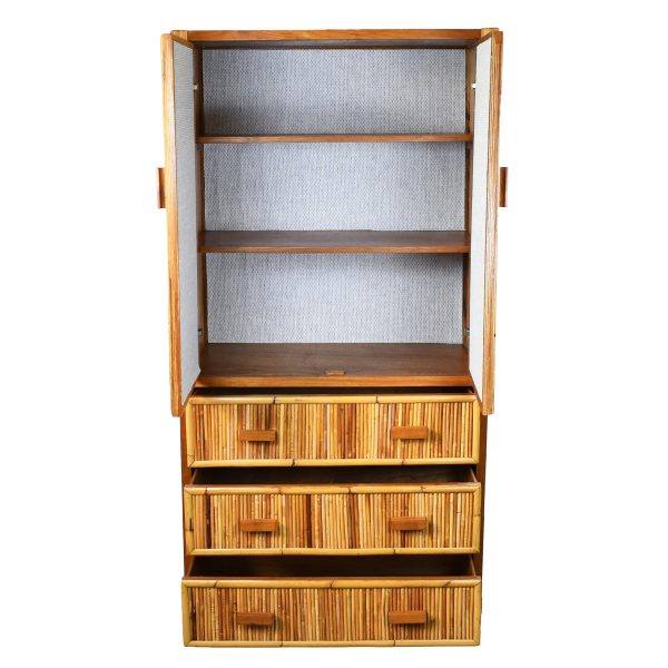 Vintage Coastal Pencil Reed Cabinet