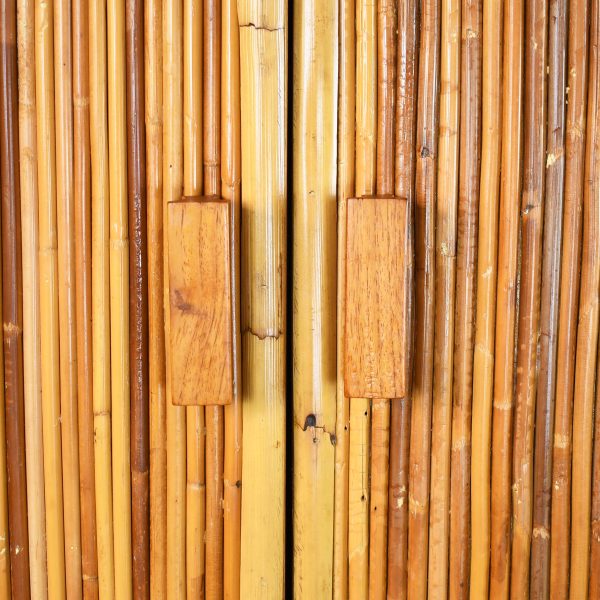 Vintage Coastal Pencil Reed Cabinet