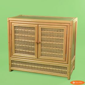 Vintage Coastal Rattan Cabinet