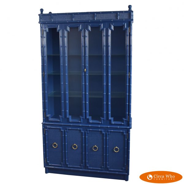 Navy Blue Omega Style Glass Door Cabinet
