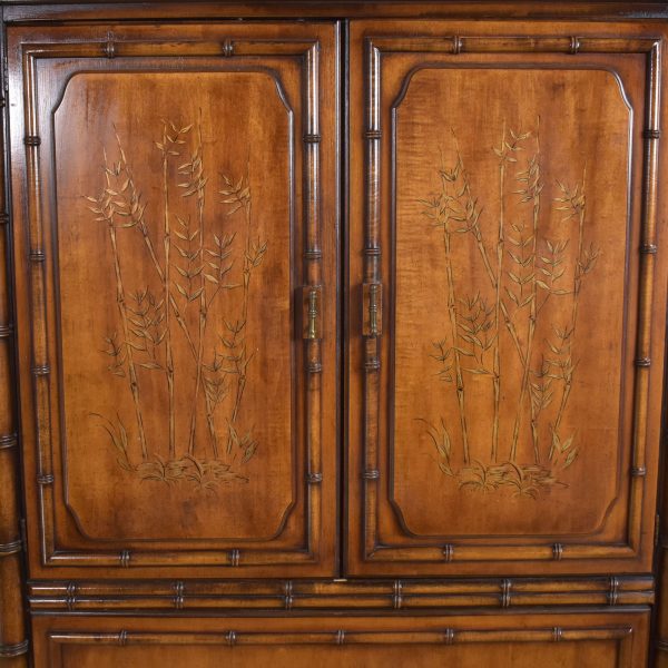 Vintage Faux Bamboo Hand-painted Armoire