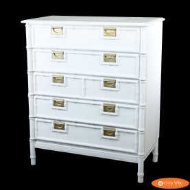 Vintage Faux Bamboo White Tall Chest