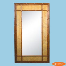 Vintage Faux Bamboo and Wrapped Rattan Mirror