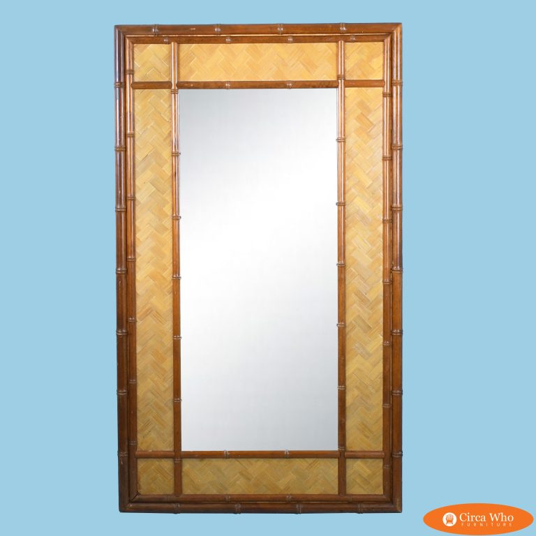 Vintage Faux Bamboo and Wrapped Rattan Mirror