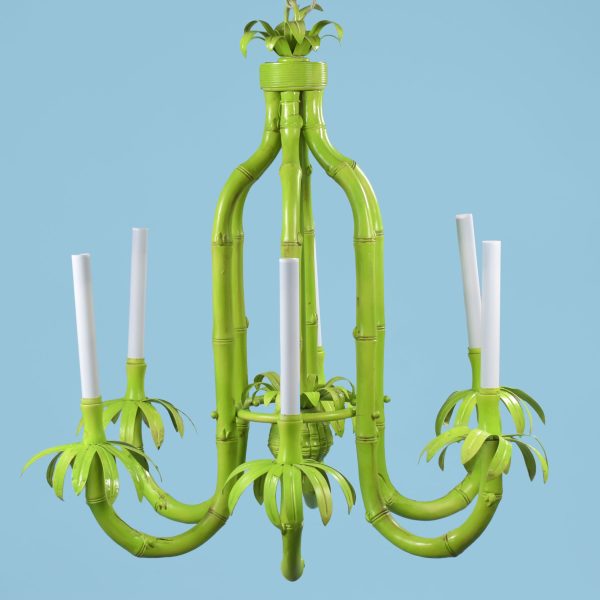 Vintage Green Faux Bamboo Chandelier