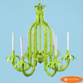 Vintage Green Faux Bamboo Chandelier