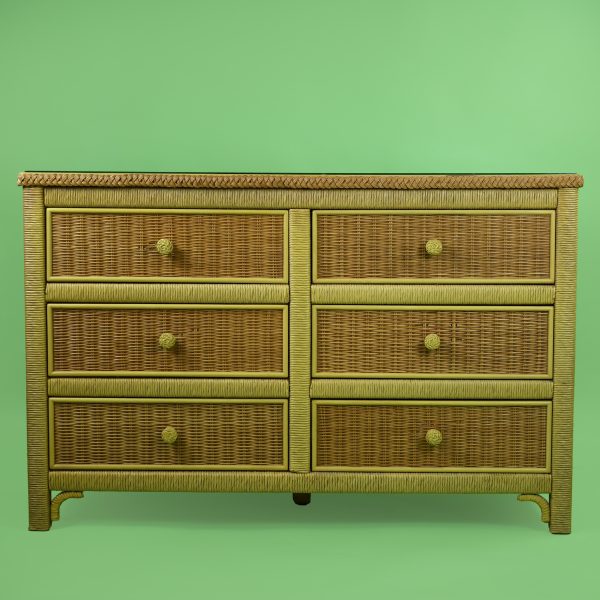 Vintage Henry Link Woven Rattan Dresser
