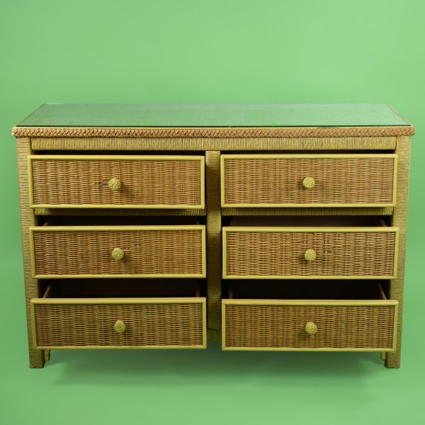 Vintage Henry Link Woven Rattan Dresser