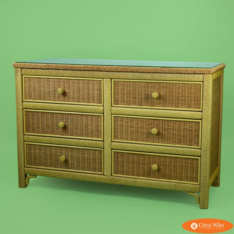 Vintage Henry Link Woven Rattan Dresser