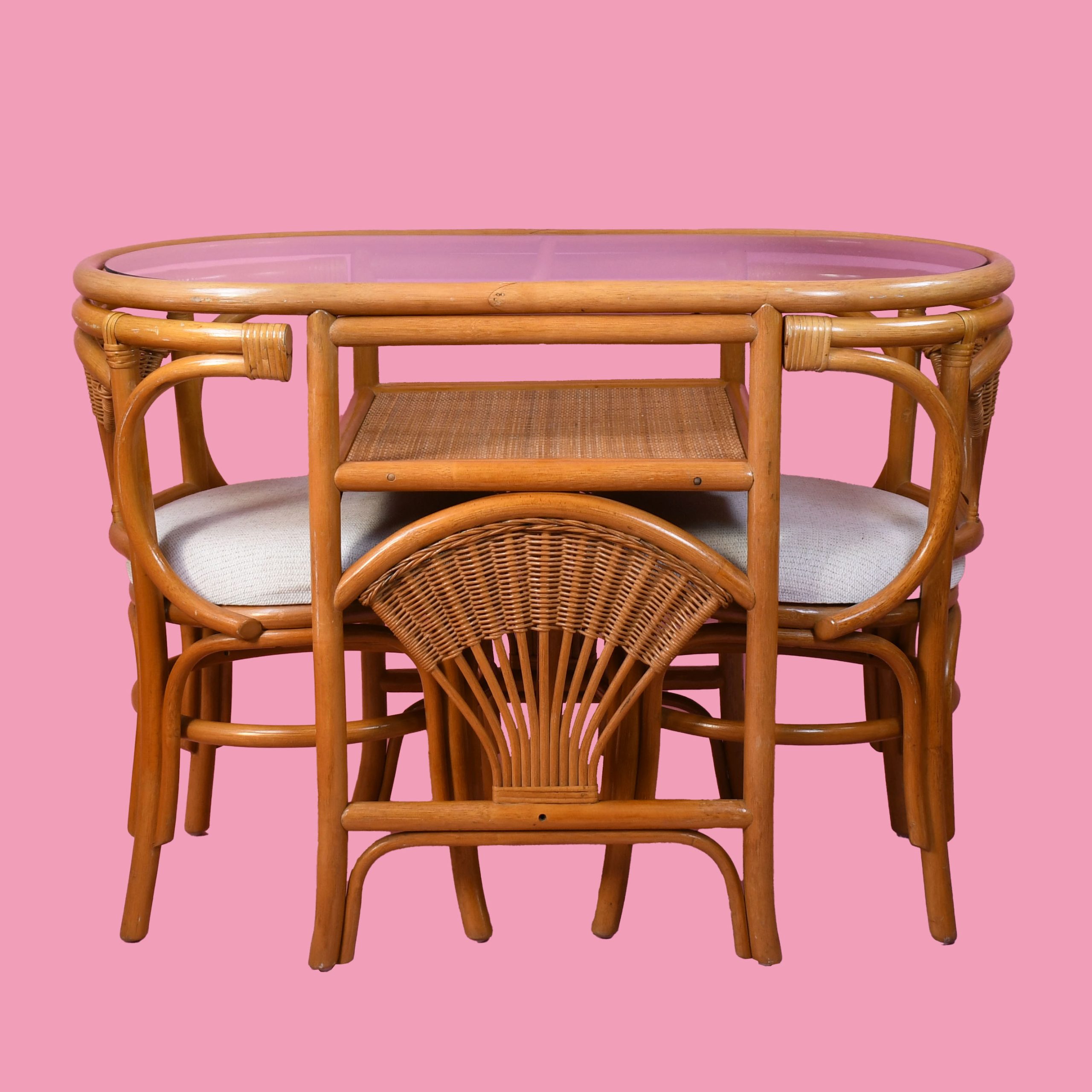 Vintage Honey Rattan Bistro Set