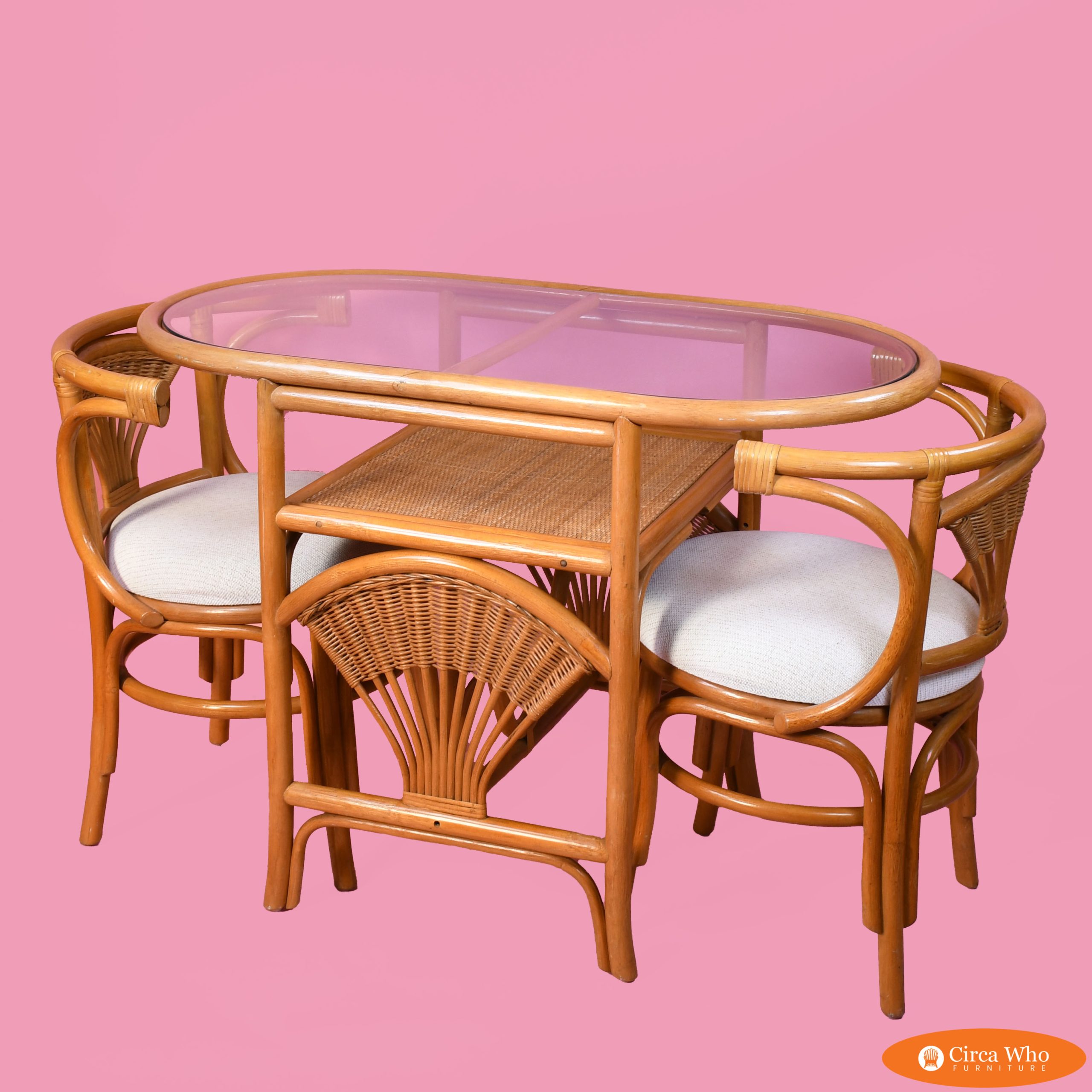 Vintage Honey Rattan Bistro Set