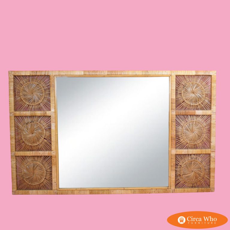 Vintage Horizontal Buri Rattan Mirror