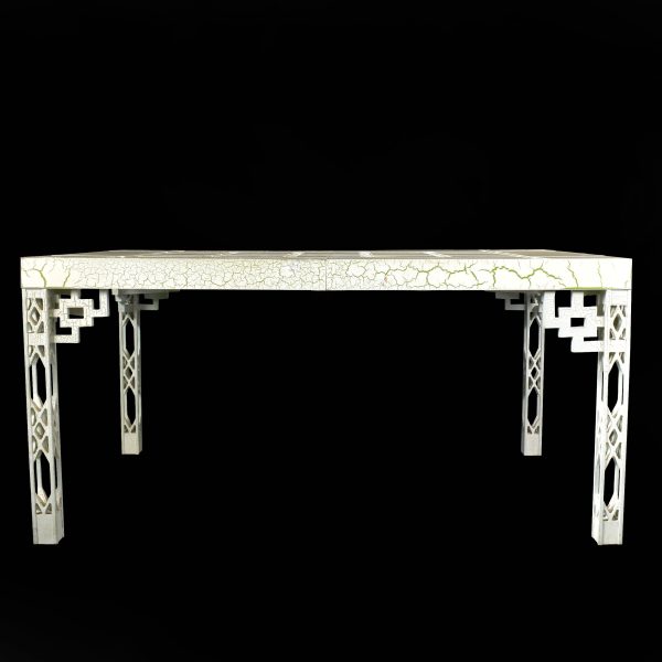 Vintage Ice Crackled White and Green Dining Table