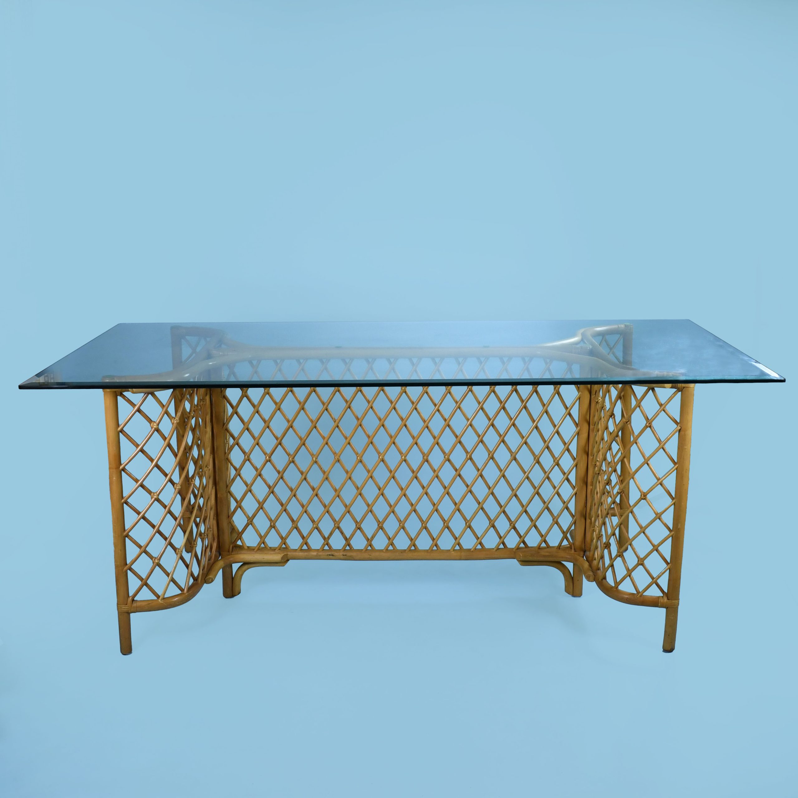 Vintage Lattice Rattan Dining Table