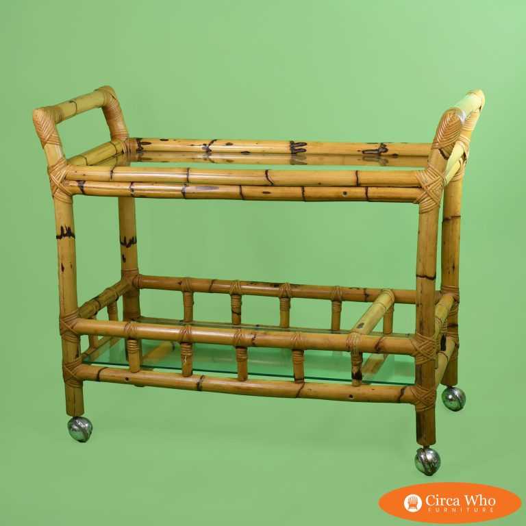 Vintage Long Bamboo Bar Cart