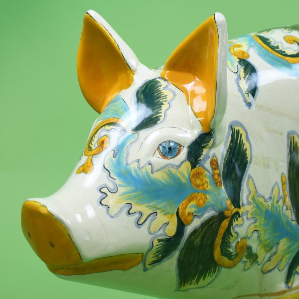 Vintage Majolica Ceramic Pig