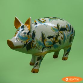 Vintage Majolica Ceramic Pig