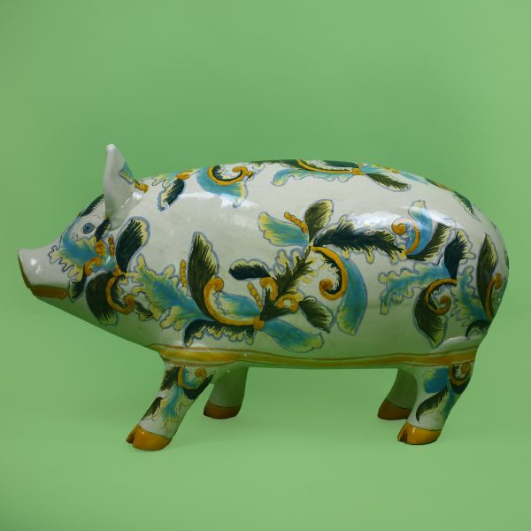 Vintage Majolica Ceramic Pig