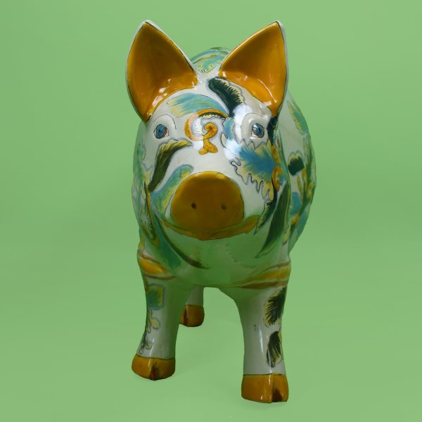 Vintage Majolica Ceramic Pig