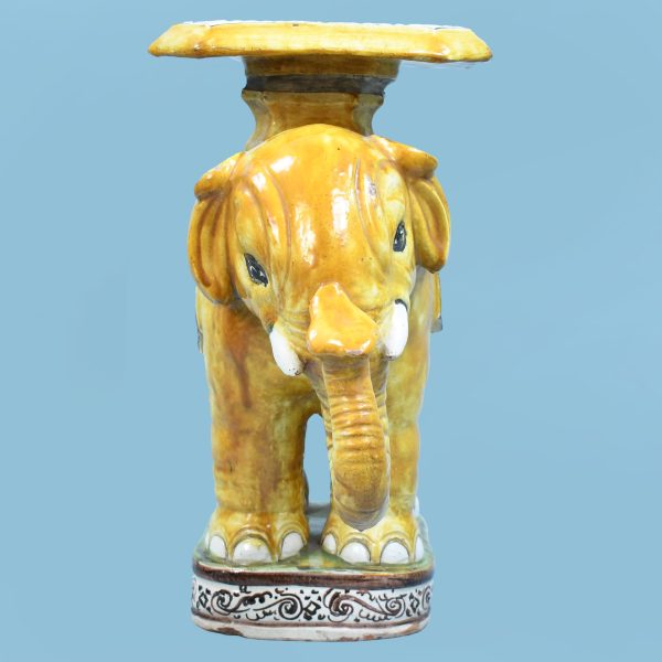 Vintage Majolica Elephant Garden Seat