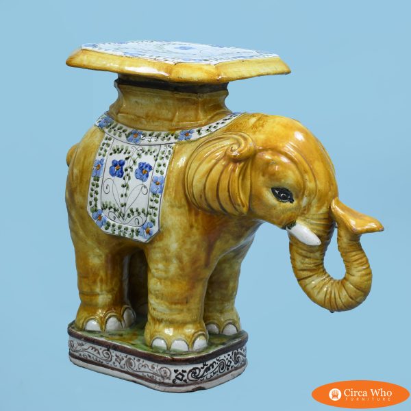 Vintage Majolica Elephant Garden Seat