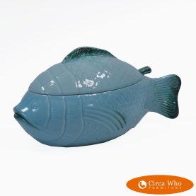 Vintage Majolica Fish Soup Tureen With Ladle
