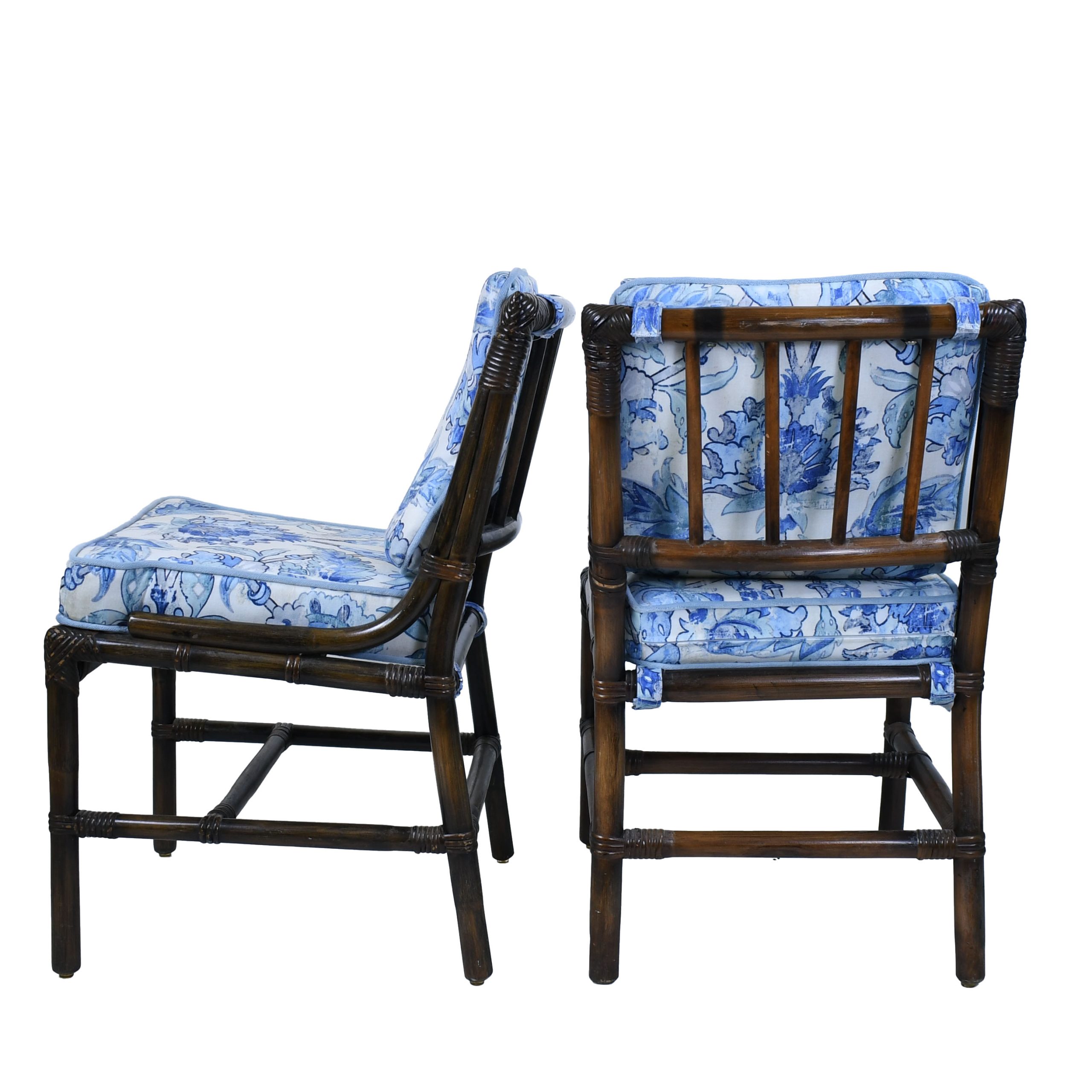 Vintage McGuire Rattan Game Table with Four Dining Chairs
