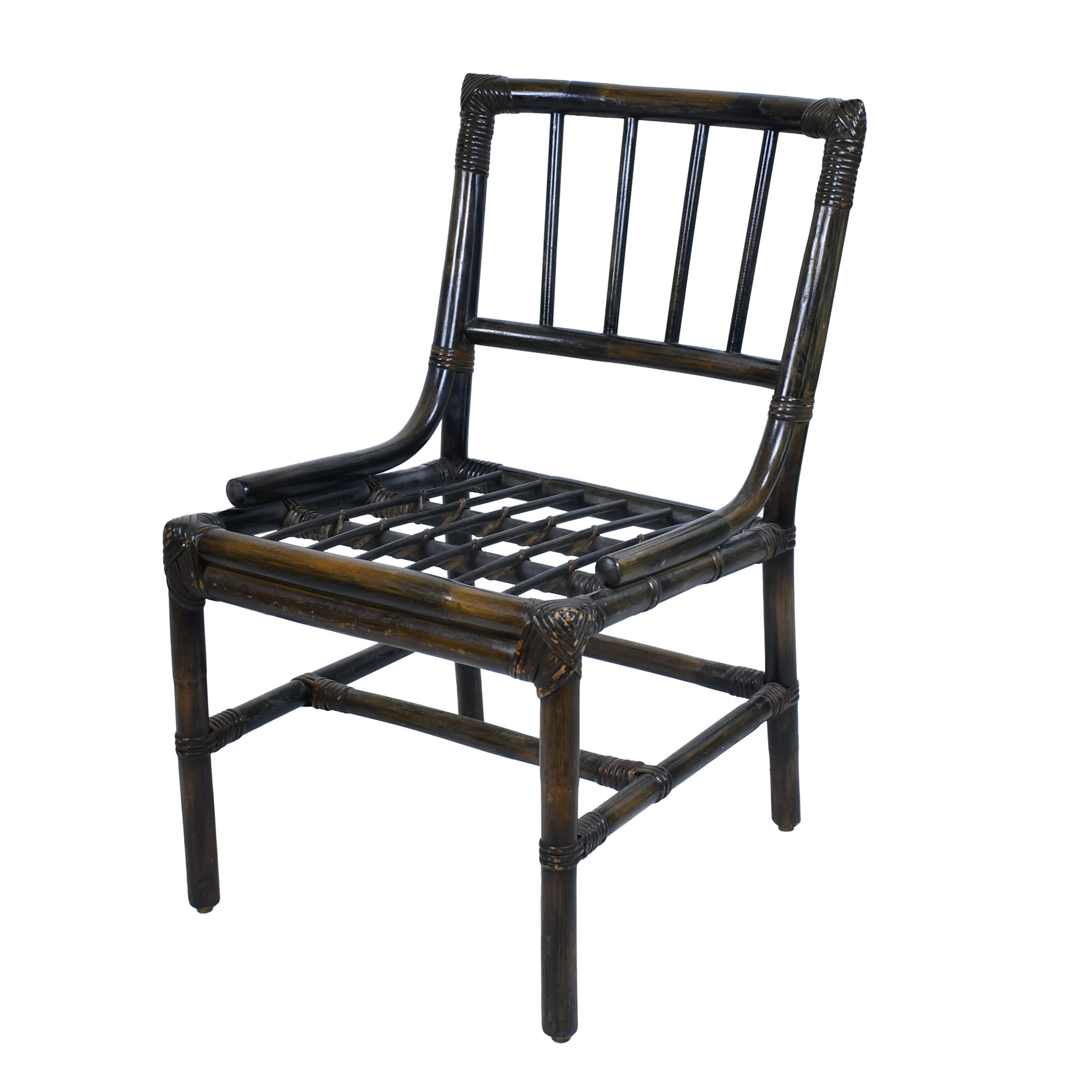Vintage McGuire Rattan Game Table with Four Dining Chairs