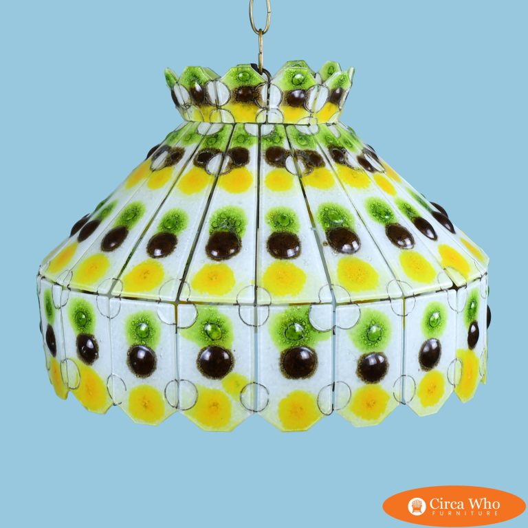 Vintage Multicolor Glass Hanging Light